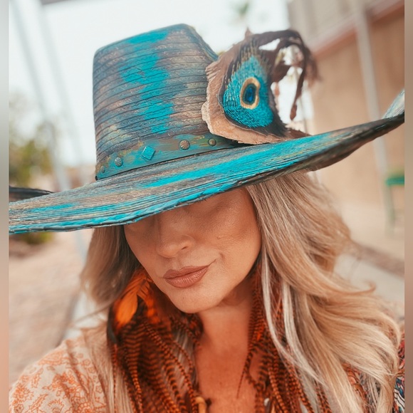 Accessories - Large rimmed hand painted hat by Rakeljay